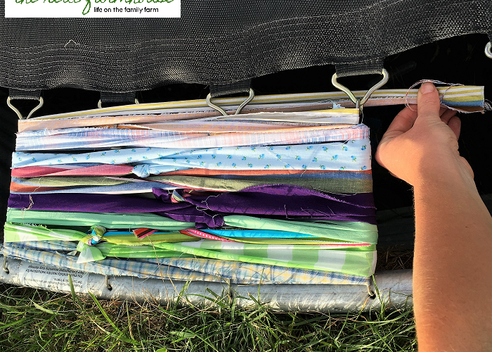 DIY trampoline pad from scrap fabric